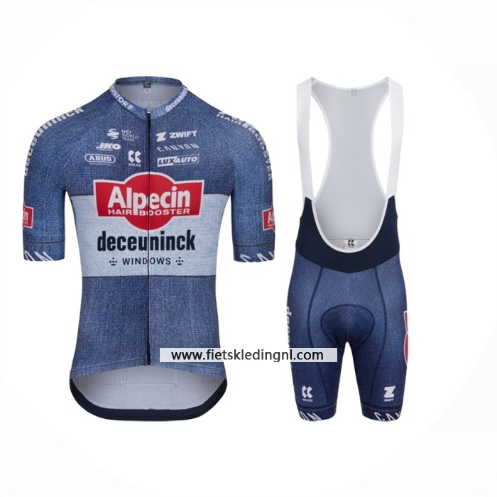 2024 Fietskleding Alpecin Deceuninck Blauw Korte Mouwen En Koersbroek